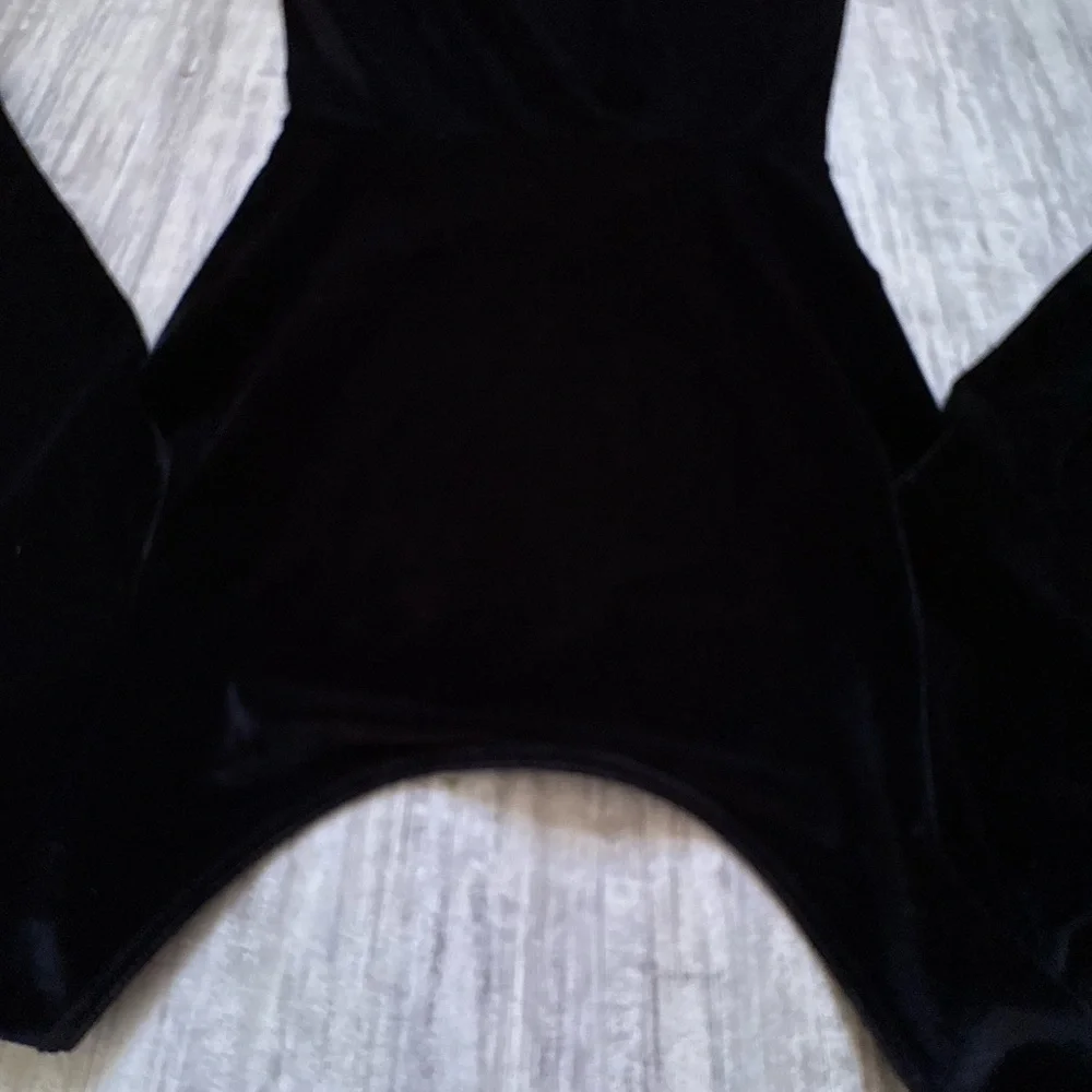 American Apparel Low Back Black Velvet Skater Dress Women Size L - Picture 5 of 7